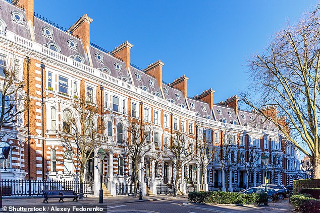 Homes in the upmarket borough of Kensington & Chelsea saw an average of £198,355 wiped off their value after a 17.6% fall (file photo of Kensington, London)