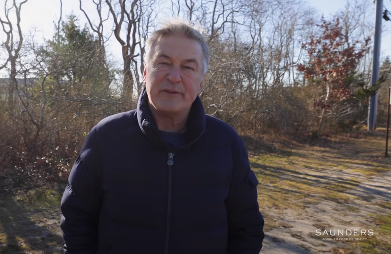 Alec Baldwin in the Hamptons, near homes he has rented or bought over the years, as he promotes the sale of his estate in a video posted by his real estate agency.