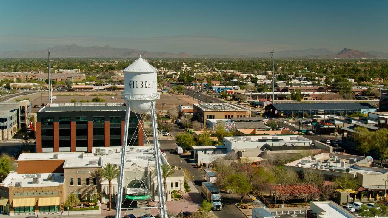 An aerial view of Gilbert, Arizona.