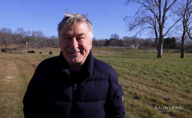 Alec Baldwin on the property of his Hamptons estate for sale in a video posted by his real estate agency.