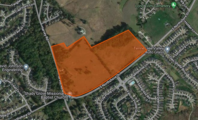Connor Kelly, land acquisition and development manager at Heritage Land Development Partners, is requesting for 42.44 acres on Northshore Drive to be rezoned, allowing up to five homes per acre.