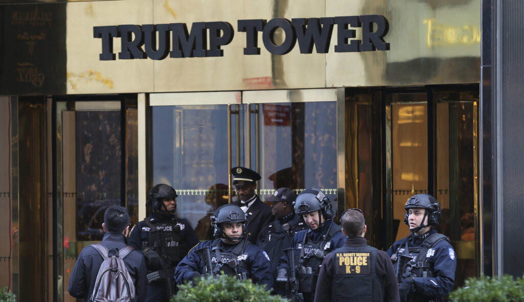 President Trump will return to his home at Trump Tower in Manhattan Monday evening as at least three groups plan to rally outside the Midtown skyscraper in protest of his handling of a deadly attack in Charlottesville, Va., over the weekend, according to multiple reports. (AP Photo/Seth Wenig, File)