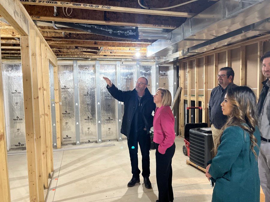 Grand Rapids Mayor Rosalynn Bliss gets a tour of a 2080 Union project home. (Jan. 11, 2024)