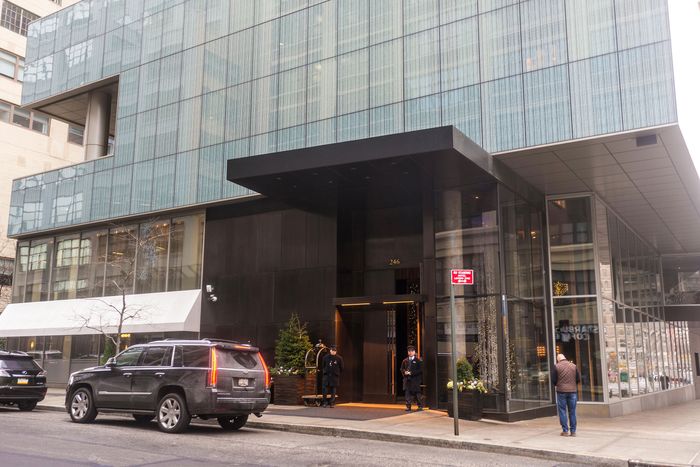 New York, NY, USA, 22 December 2017 - The Trump Soho hotel, at 246 Spring St, New York, after Trump’s name was completely removed from the marquee a day earlier. According to reports, the hotel is under new management since its owners bought out the contr