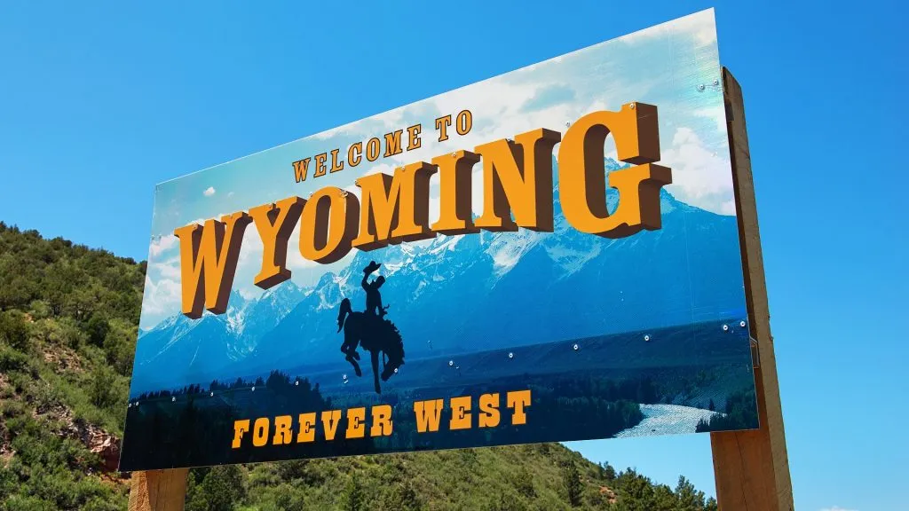Welcome to Wyoming sign stock photo