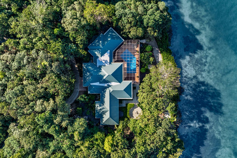 Aerial view of the house on Pumpkin Key. The entire private island along with a mainland house in the Key Largo Ocean Reef Club was listed at $75 million on Feb. 13, 2024 by Compass