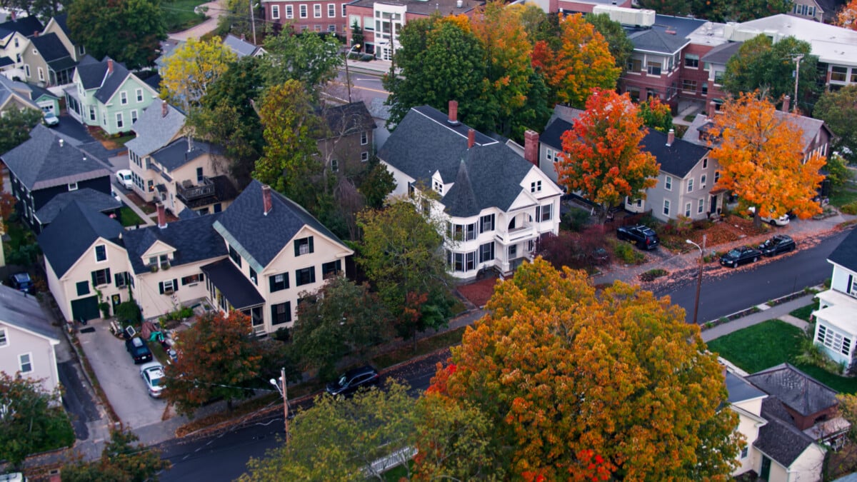 Shot of Residential Community in Concord, New Hampshire- Overhead Aerial