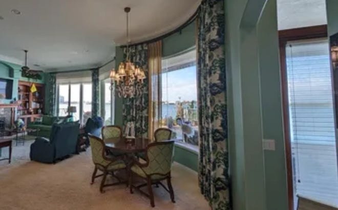 The great room inside the home at 700 N. Peninsula Drive, New Smyrna Beach, offers views of the Intracoastal Waterway.