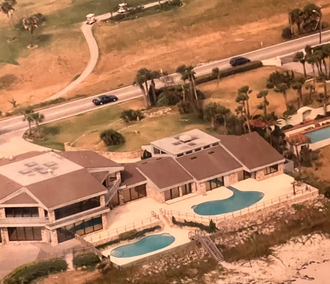 This is an aerial view, taken in the 1990s, of the oceanfront mansion of the late Hawaiian Tropic founder Ron Rice at 175 Ocean Shore Blvd. in Ormond Beach. The property is across the street from Oceanside Country Club (visible at the top).