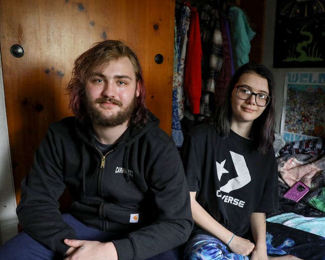 David Buntjer, 18, and Angellina Moore, 18, at their home on March 30, 2022 in Salem, five months before Buntjer died. He and Moore were 15 and 16, respectively, when they began navigating homelessness.
