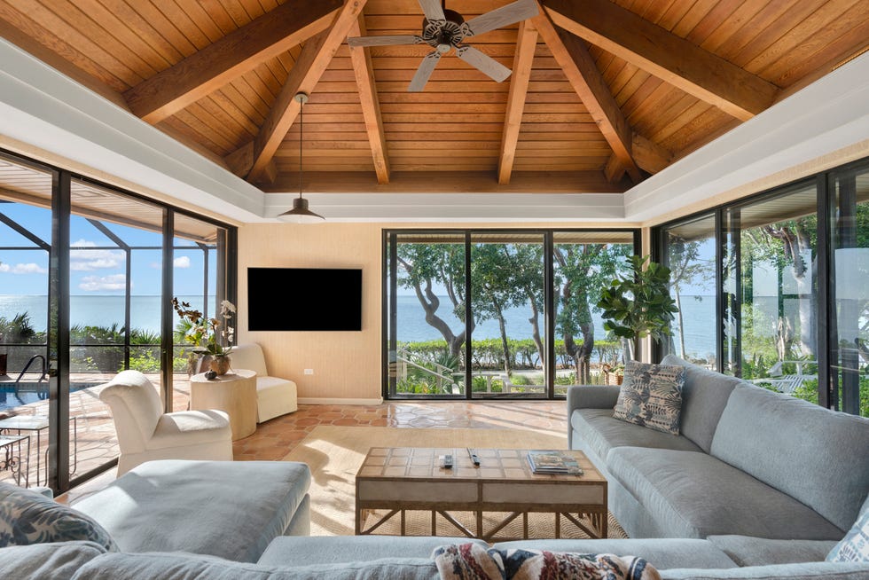 Sitting room in the house on Pumpkin Key. The entire private island along with a mainland house in the Key Largo Ocean Reef Club was listed at $75 million on Feb. 13, 2024 by Compass.