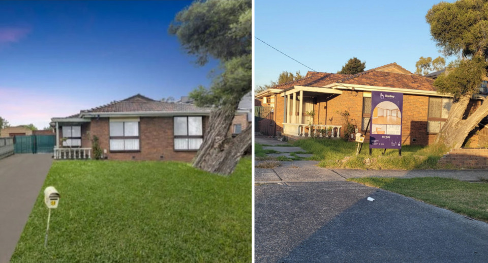 Image of the Tullamarine property side by side. Left is the real estate image and right is the real one.