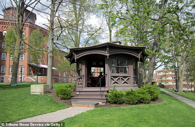 The area, which was once famously home to author Mark Twain, sits in Chemung County and is most famous for its rich culture, art and historical sites. Pictured: Twain's octagonal study built on the grounds of Quarry Farm in Elmira