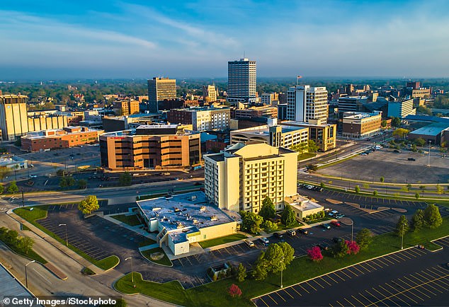 South Bend, IN (pictured) also made the list, with the median house price falling 1.6 percent to $180,000